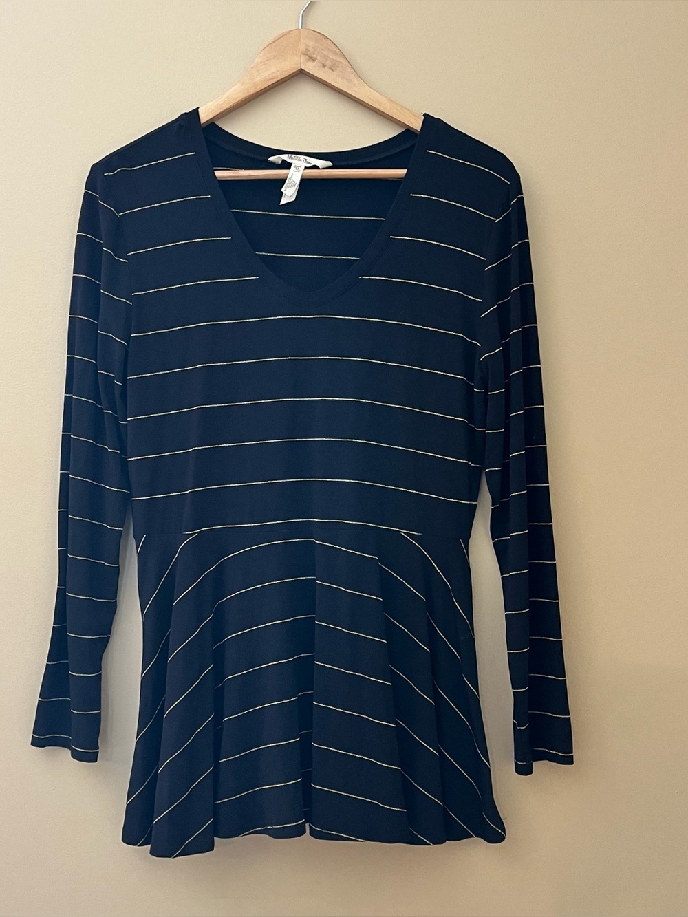 Women's Matilda Jane Enjoy The Party Top Black & Gold Striped V-neck Size M